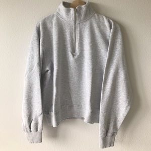 John Galt Light Gray Waffle Knit 1/4 Zip Pullover